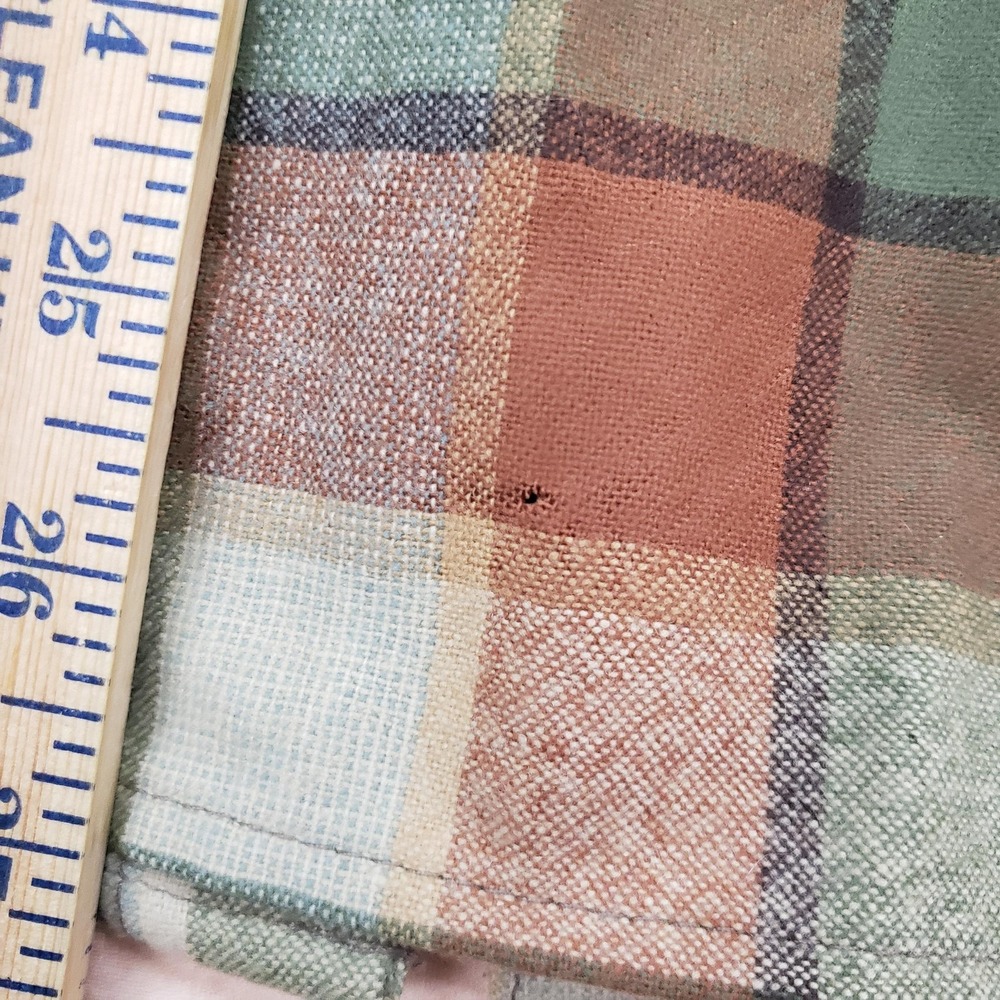 Pendleton Shirt Womens Petite Large Green Brown Plaid Wool Button Up Long Sleeve - Picture 10 of 14